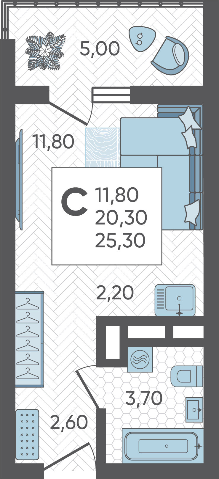 Студия №347, 25.3000 м²