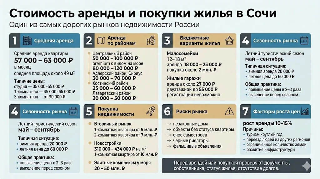 Стоимость аренды и покупки жилья в Сочи