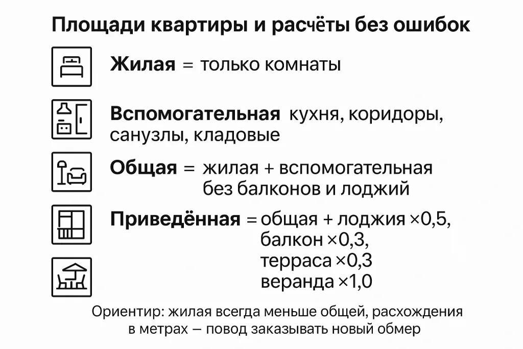 Площади, расчеты без ошибок