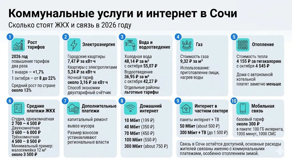 Коммунальные услуги и интернет в Сочи