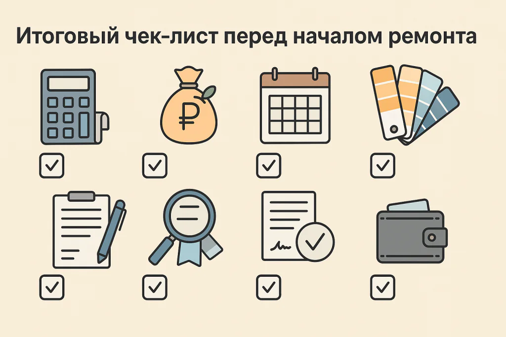 Итоговый чек лист перед началом ремонта