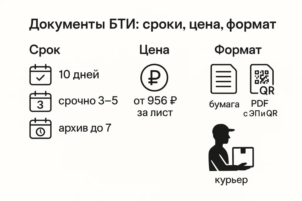 Документы БТИ: сроки, цена, форма