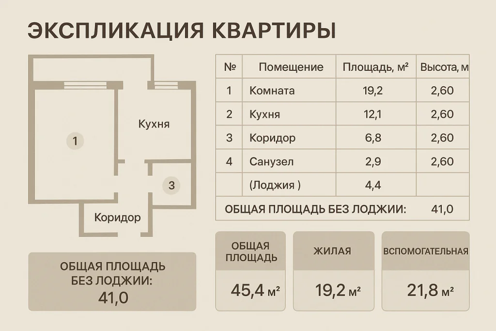 Инфографика квартиры для экспликации