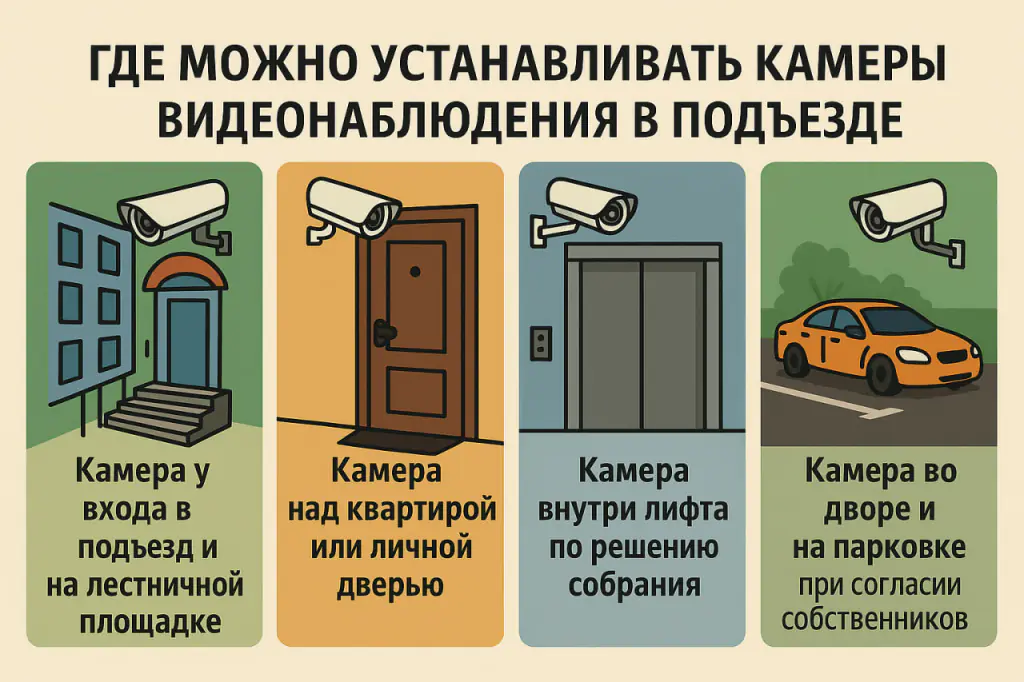 Где устанавливать камеры видеонаблюдения в подъезде